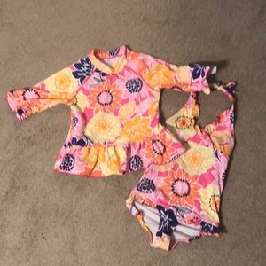Garnet Hill girls swimsuit and rash guard